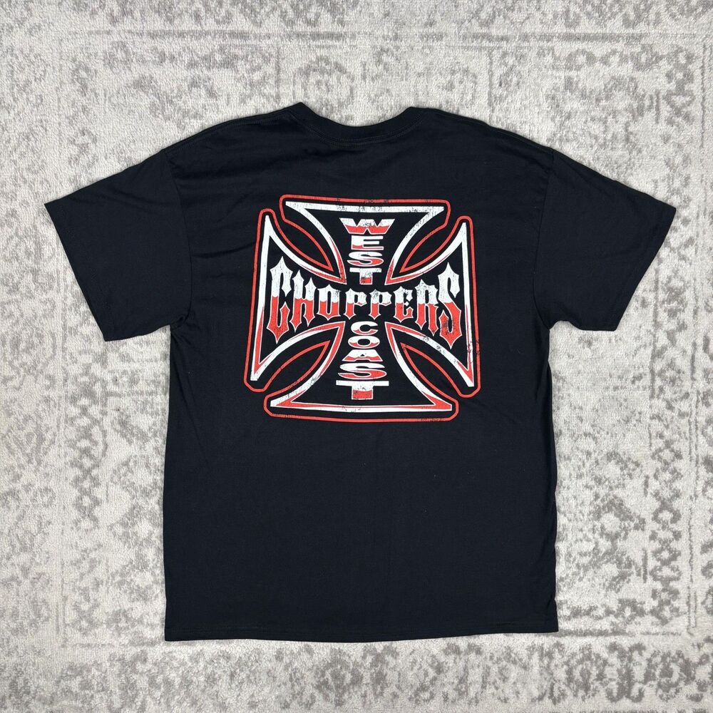 NEW West Coast Choppers T Shirt Classic Logo Print Black Mens Size Large